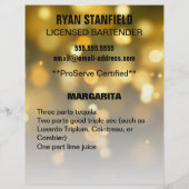 Bartender Promotieblad met Drink Ingrediënten Flyer (Achterkant)
