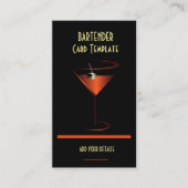 Bartender Red Metallic Cocktail Visitekaartje (Voorkant)