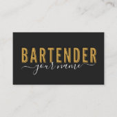 Bartender  Retro Typografie Handtekening Naam Visitekaartje (Voorkant)