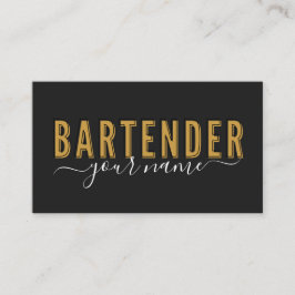 Bartender  Retro Typografie Handtekening Naam Visitekaartje