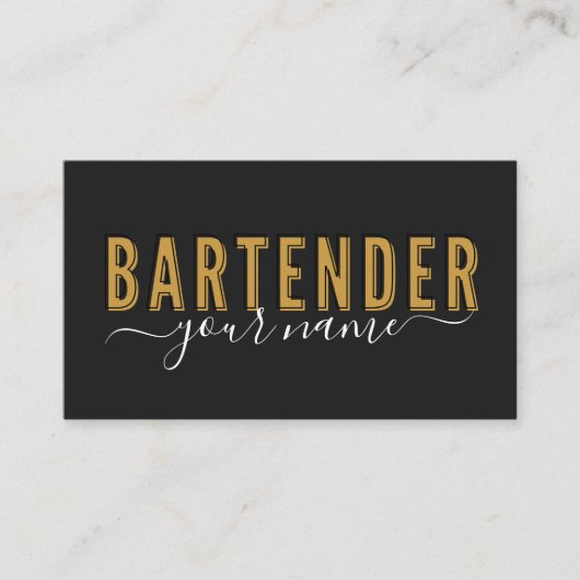 Bartender  Retro Typografie Handtekening Naam Visitekaartje (Voorkant)