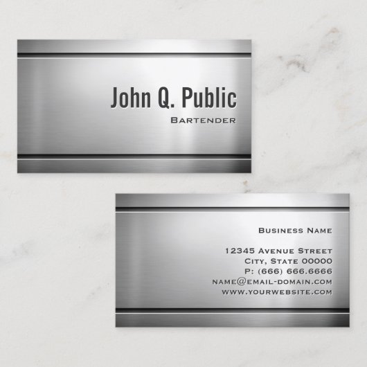 Bartender - Roestvrij staal Visitekaartje (Voorkant / Achterkant)