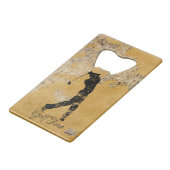 * Bartender Rough Gold en Tan getextureerde golfer Creditkaart Flessenopener (Voorkant Gekanteld)