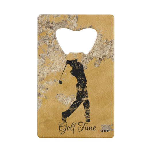 * Bartender Rough Gold en Tan getextureerde golfer Creditkaart Flessenopener (Achterkant)