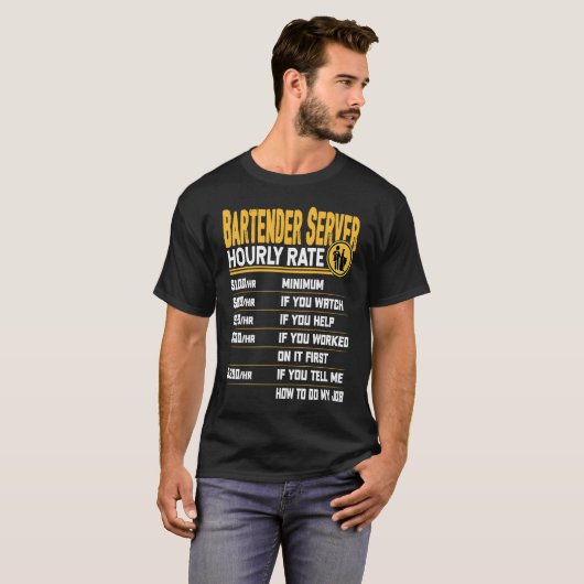 Bartender Server Uurloon   Bartender Ober T-shirt (Voorkant volledig)