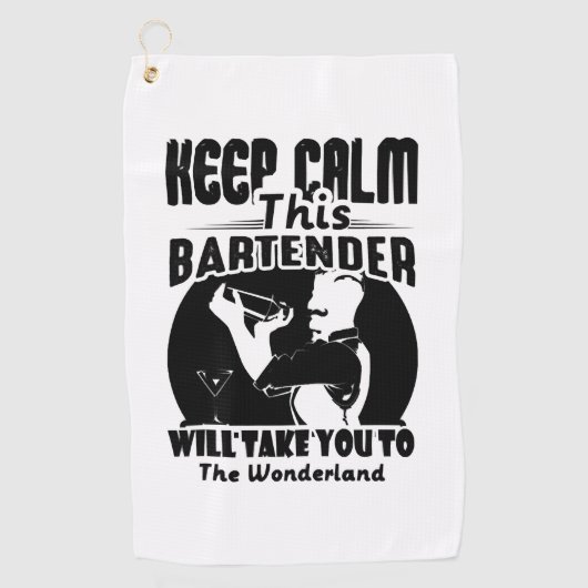 Bartender Shirt - Houd deze Bartender T shirt Golfhanddoek (Voorkant)