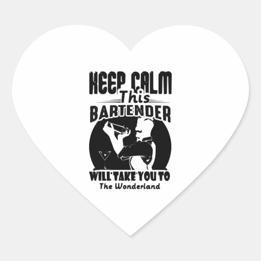 Bartender Shirt - Houd deze Bartender T shirt Hart Sticker (Voorkant)