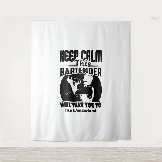 Bartender Shirt - Houd deze Bartender T shirt Wandkleed (Voorkant)