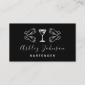Bartender Sommelier Martini Glass Zwart & Wit Visitekaartje (Voorkant)