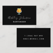 Bartender Sommelier Tropical Cocktail  Black Visitekaartje (Voorkant / Achterkant)