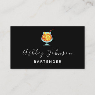 Bartender Sommelier Tropical Cocktail Black Visitekaartje