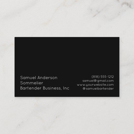 Bartender Sommelier Visitekaartjes (Achterkant)