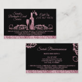 Bartender sprankelend roze Zwart Visitekaartje (Voorkant / Achterkant)