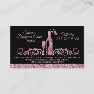 Bartender sprankelend roze Zwart Visitekaartje