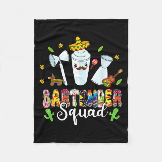 Bartender Squad Laat Feest Cinco De Mayo Mexicaans Fleece Deken (Voorkant)