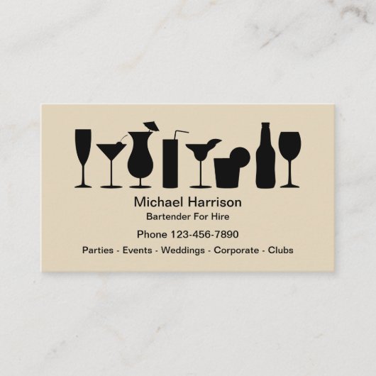 Bartender Te Huur Mixoloog Visitekaartje (Voorkant)
