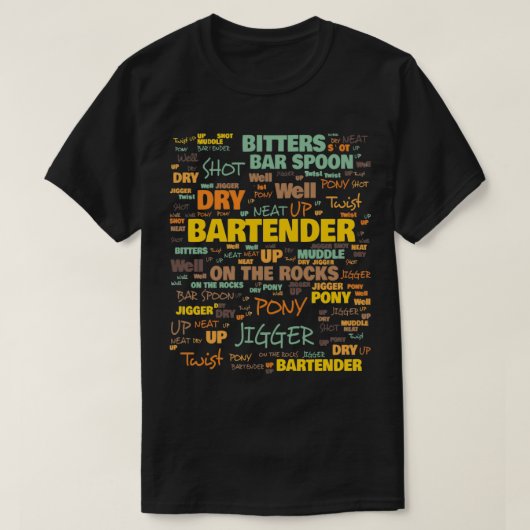 Bartender-terminologie Algemeen gebruikte bartende T-shirt (Design voorkant)