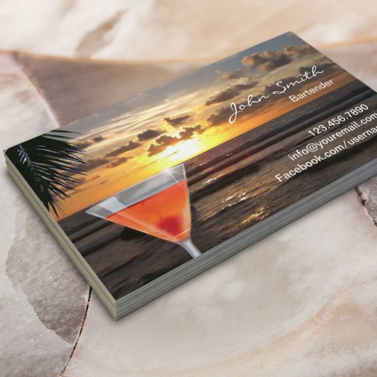 Bartender Tropical Sunset Beach Cocktail Visitekaartje