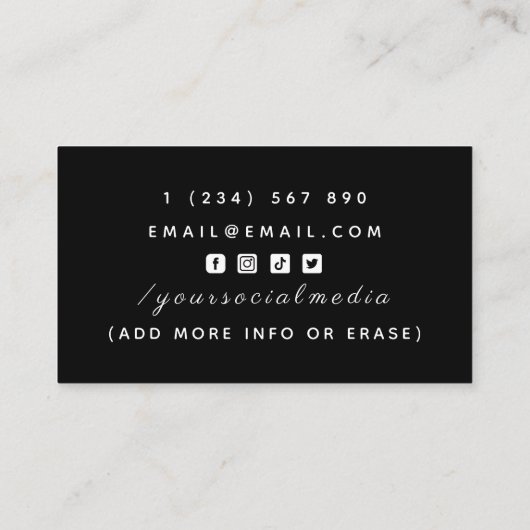 Bartender Typografie Handtekening Kalligrafie Zwar Visitekaartje (Achterkant)