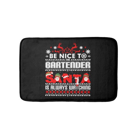 Bartender Ugly KerstSweater Gift Funny Barten Badmat (Voorkant)