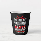Bartender Ugly KerstSweater Gift Funny Barten Latte Mok (Voorkant)