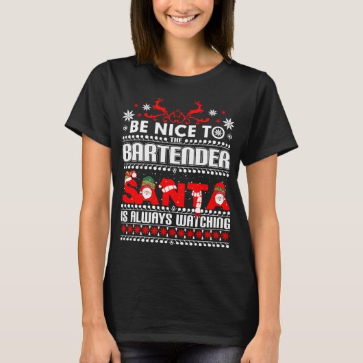 Bartender Ugly KerstSweater Gift Funny Barten T-shirt (Voorkant)