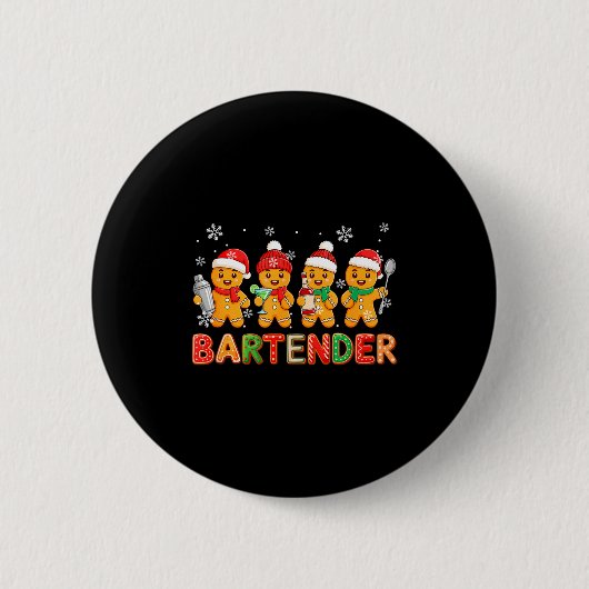 Bartender Vacaturegroep Kerstman Peperkoek Kerstko Ronde Button 5,7 Cm (Voorkant)
