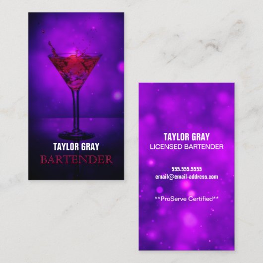 Bartender Visitekaartje (Voorkant / Achterkant)