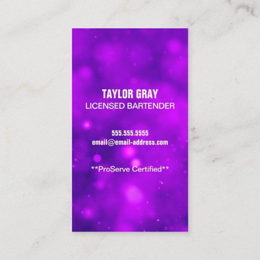 Bartender Visitekaartje (Achterkant)