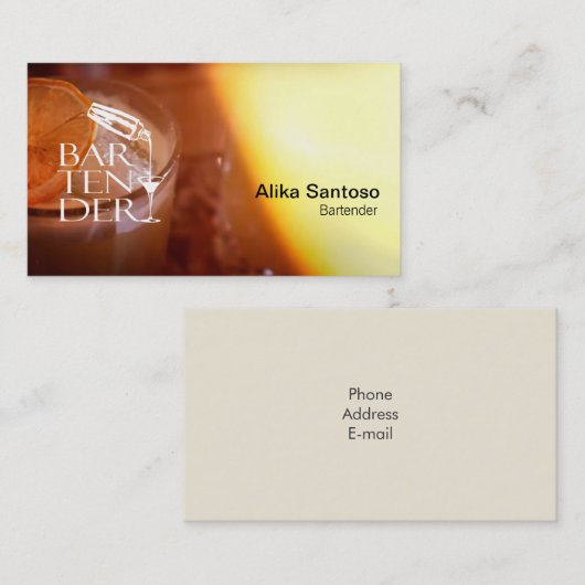 Bartender Visitekaartje (Voorkant / Achterkant)