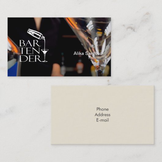 Bartender Visitekaartje (Voorkant / Achterkant)