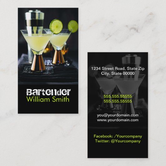 Bartender Visitekaartje (Voorkant / Achterkant)
