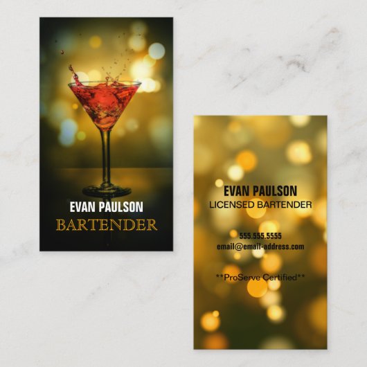 Bartender Visitekaartje (Voorkant / Achterkant)