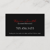 Bartender Visitekaartje (Achterkant)