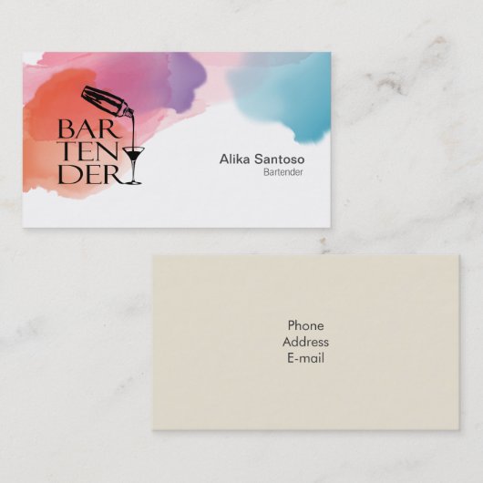 Bartender Visitekaartje (Voorkant / Achterkant)