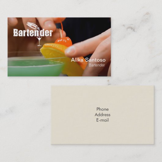 Bartender Visitekaartje (Voorkant / Achterkant)
