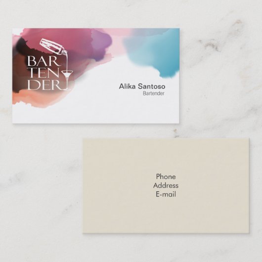 Bartender Visitekaartje (Voorkant / Achterkant)