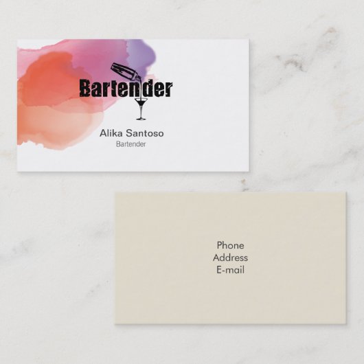Bartender Visitekaartje (Voorkant / Achterkant)