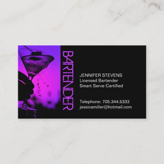 Bartender Visitekaartje (Voorkant)