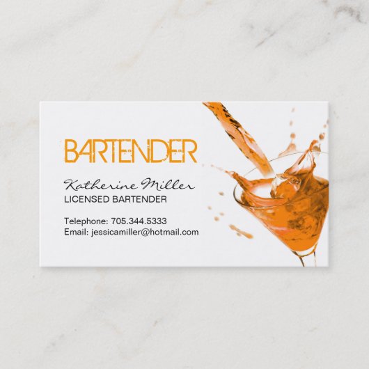 Bartender Visitekaartje (Voorkant)