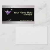 Bartender Visitekaartje Paarse Martini Logo (Voorkant / Achterkant)
