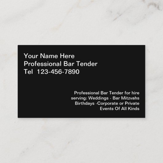 Bartender Visitekaartjes (Achterkant)