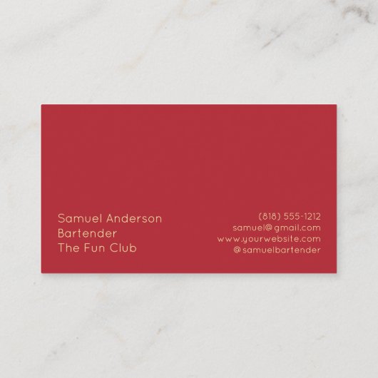 Bartender Visitekaartjes (Achterkant)