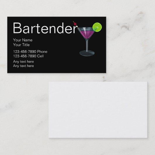 Bartender Visitekaartjes (Voorkant / Achterkant)