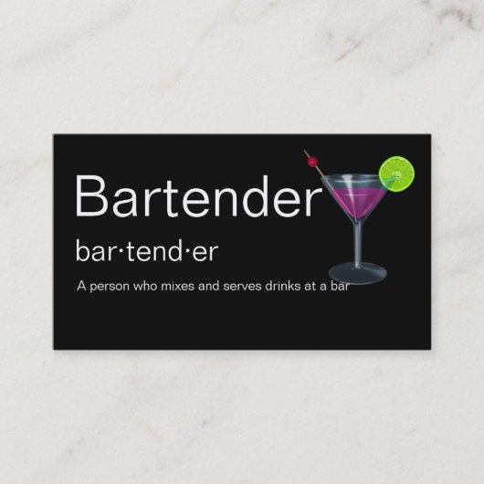 Bartender Visitekaartjes (Voorkant)