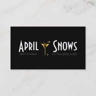 Bartender Visitekaartjes Gold Martini Cocktail