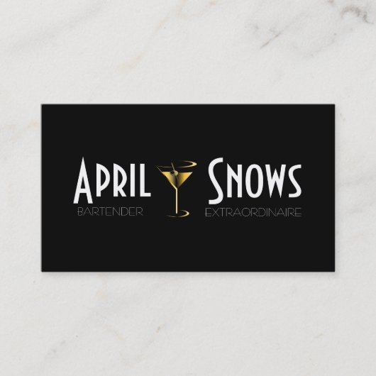 Bartender Visitekaartjes Gold Martini Cocktail (Voorkant)