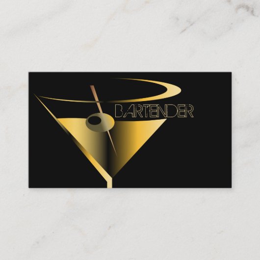 Bartender Visitekaartjes Gold Martini Cocktail (Voorkant)