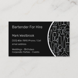 Bartender voor Hire Modern Visitekaartje