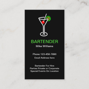 Bartender voor Hire Visitekaartje